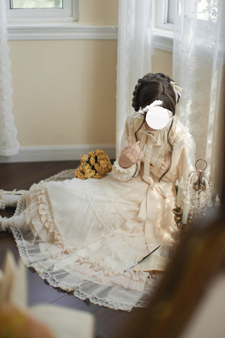 Ivory Sleeveless Ruffled Lace Japanese Elegant Lolita Jumper