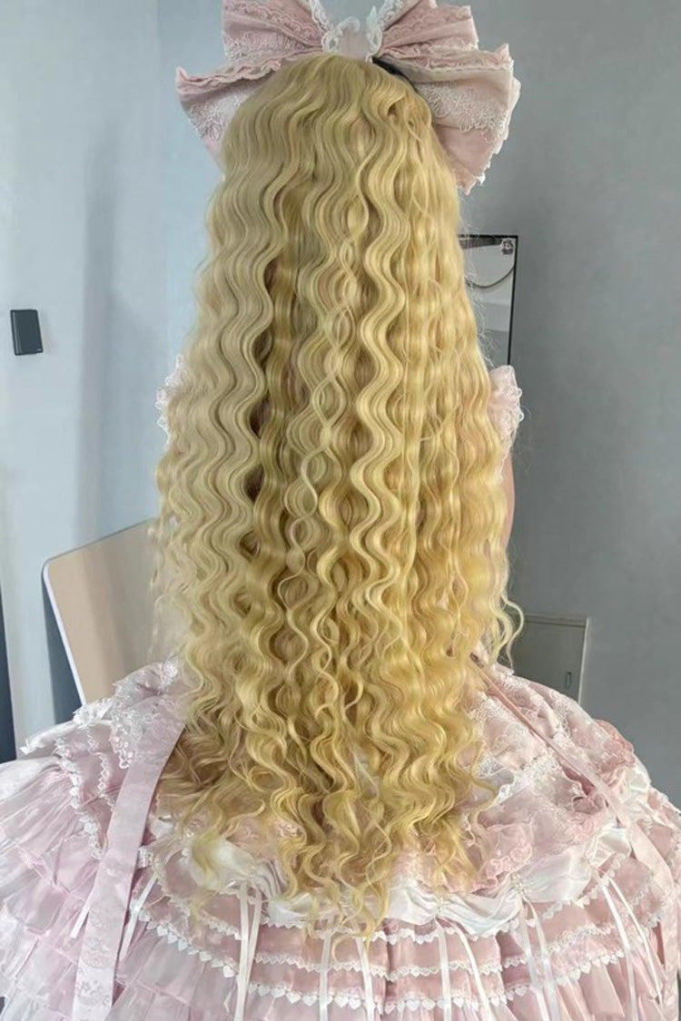 Gold Ringlet Curls Long Wig with Fringe