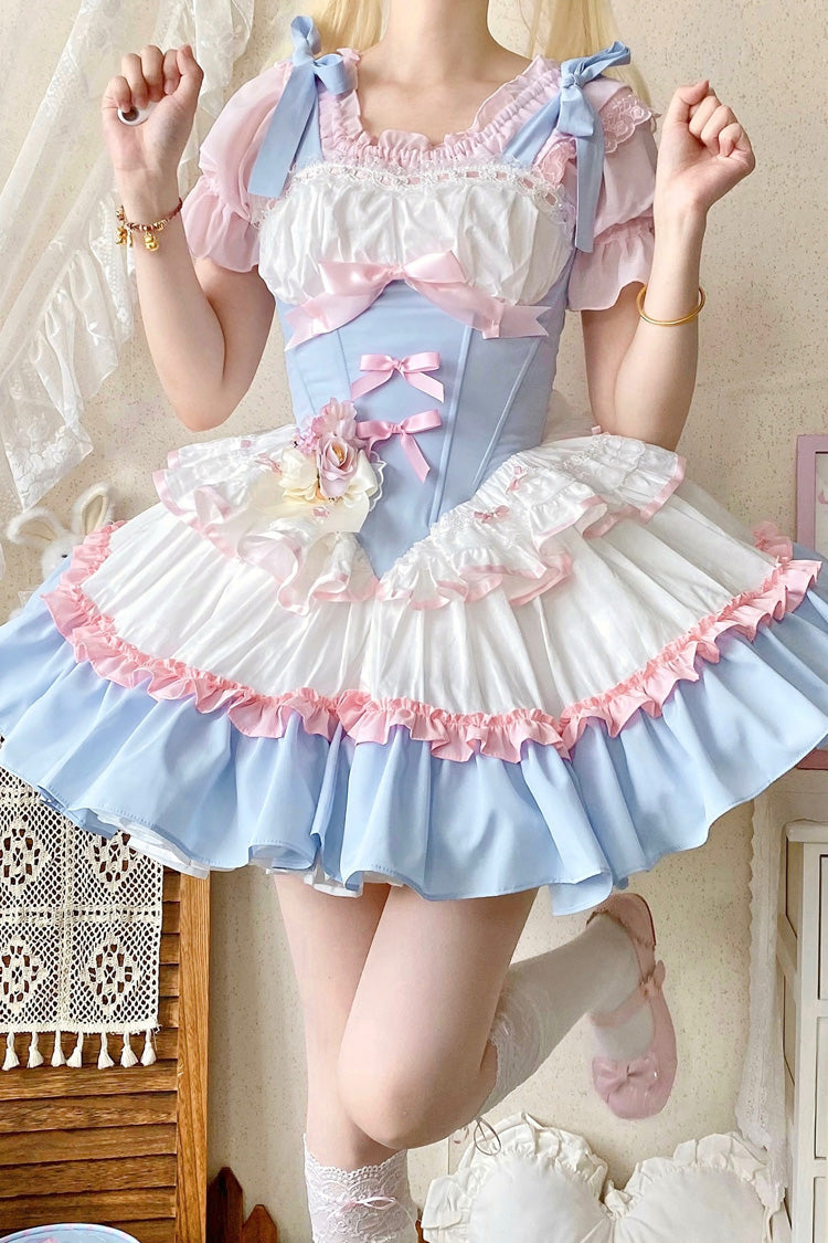 Ballet Lolita Dress with Triple Layers and Fishbone Details