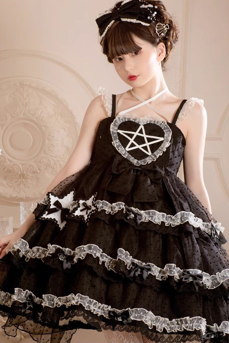 Jet Triple-Layer Jacquard Bowknot Sleeveless JSK - Du Meisha's Star Wish