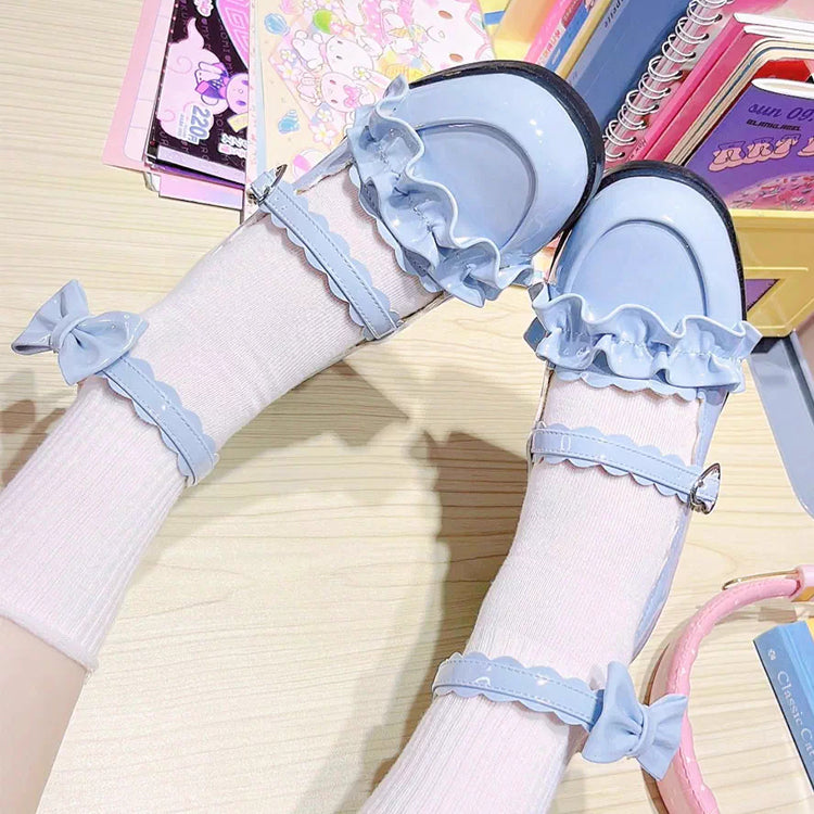 Ruffled Bowknot Mary Janes - Kawaii Lolita Shoes