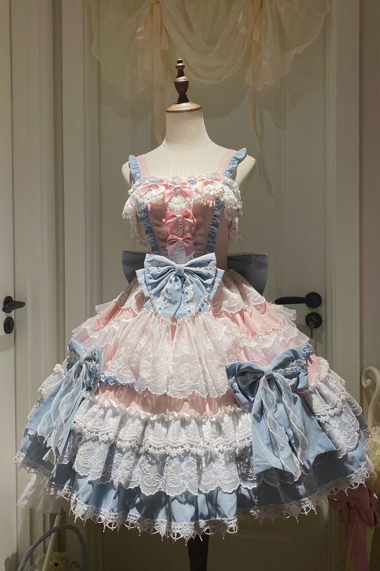 Azure Doll-Style Sweet JSK with Lace and Bow Accents