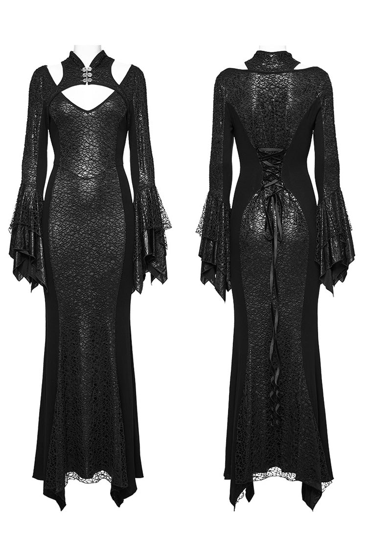 Gothic Dress with Cheongsam Collar Fishtail Hollow Design