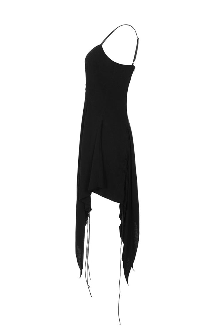 Nocturne Sling Dress with Asymmetric Hem and Shoulder Strap