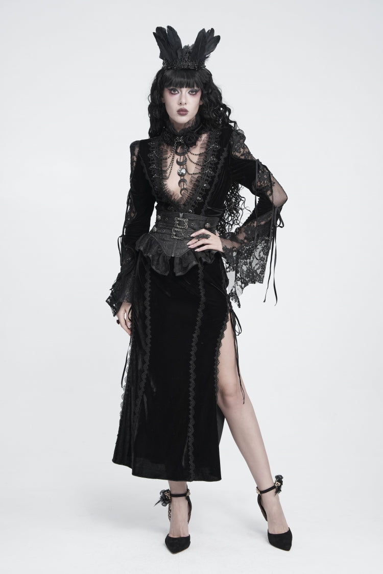 Slim Fit Buckled Zippered Pleated Gothic Girdle for Women Lace