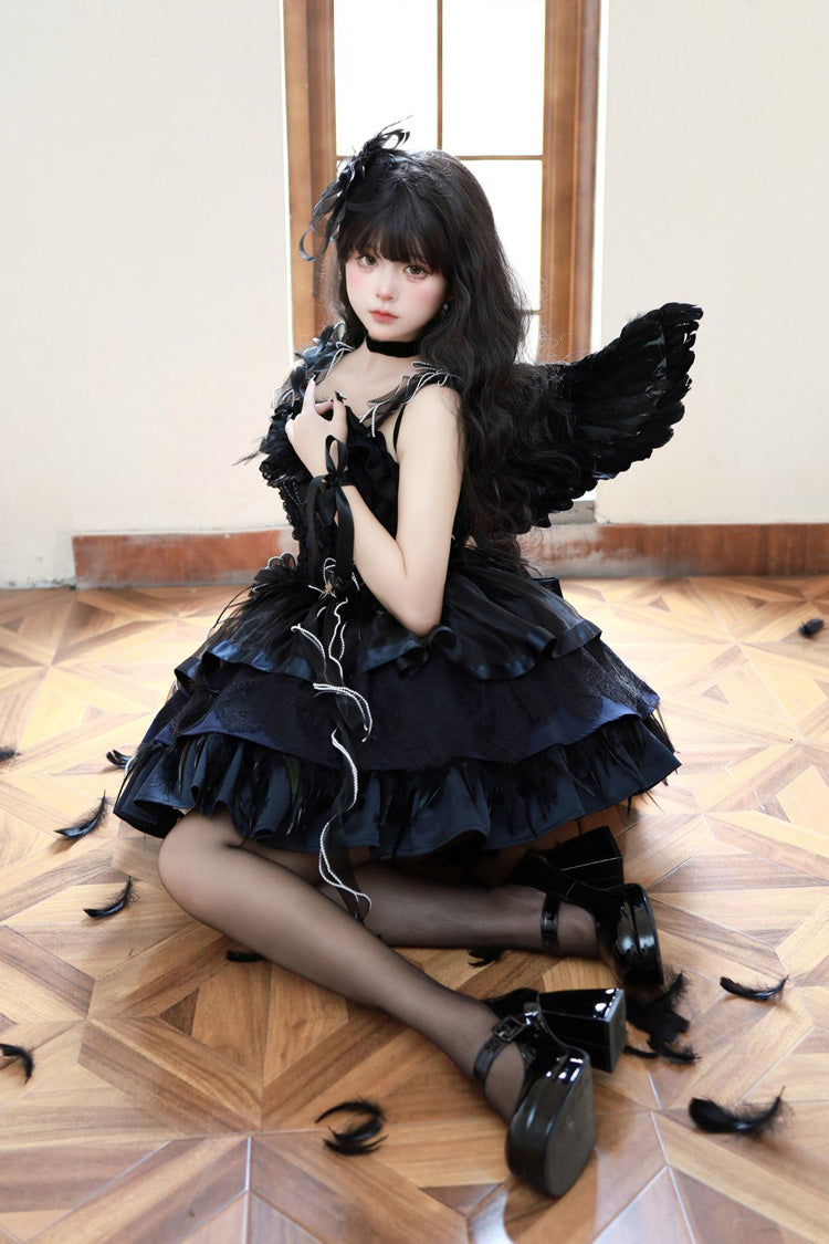 Wings Arrival Multilayer Ruffle Ballet Sweet Elegant Lolita Jumper Dress 3 Colors