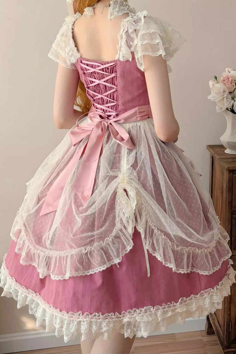 Sakura Spring JSK Dress - Sleeveless, Ruffled Bow, Short