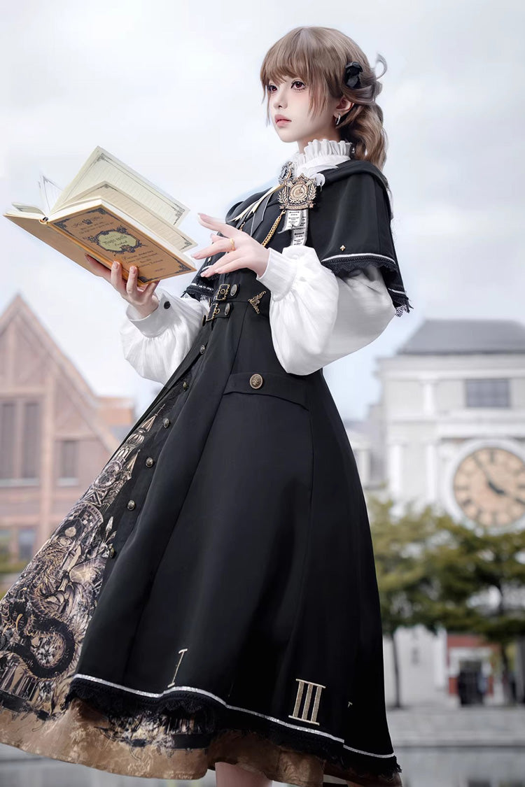 Charcoal Embroidered Long-Sleeve College Vintage 3-Piece - Dragon’s Aria