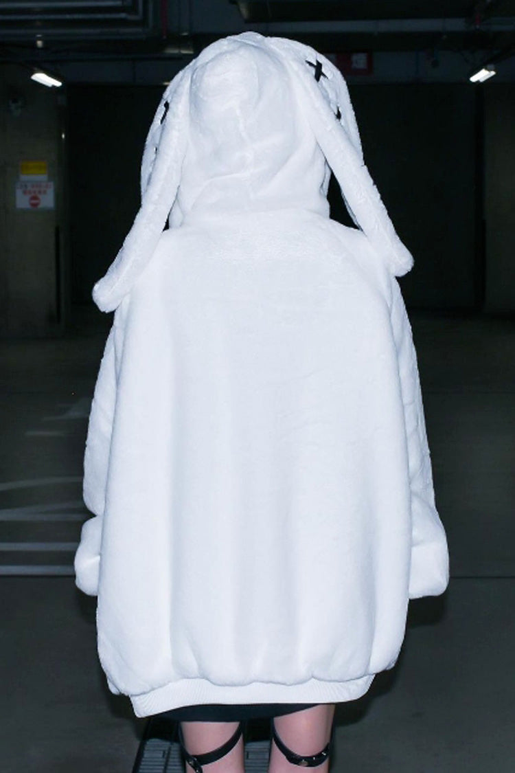 White Rabbit Ears Hooded Punk Jirai Kei Coat