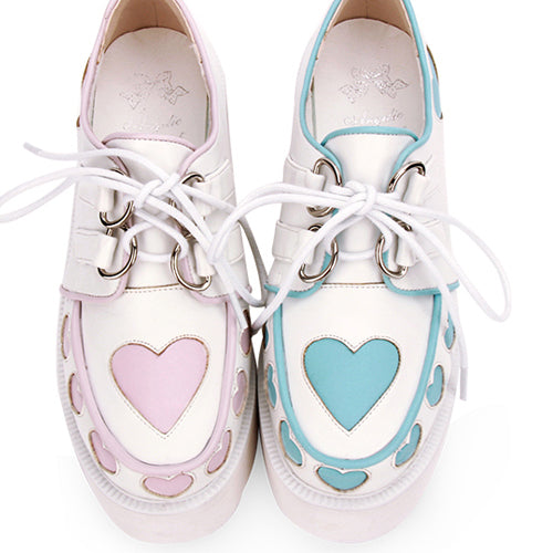 Heart Pattern Platform Sweet Lolita Shoes