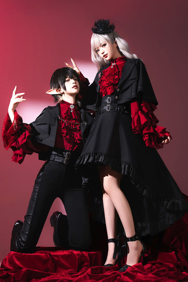 Noir Long-Sleeve Ruffled Ouji Skirt and Blouse - Day and Night Song