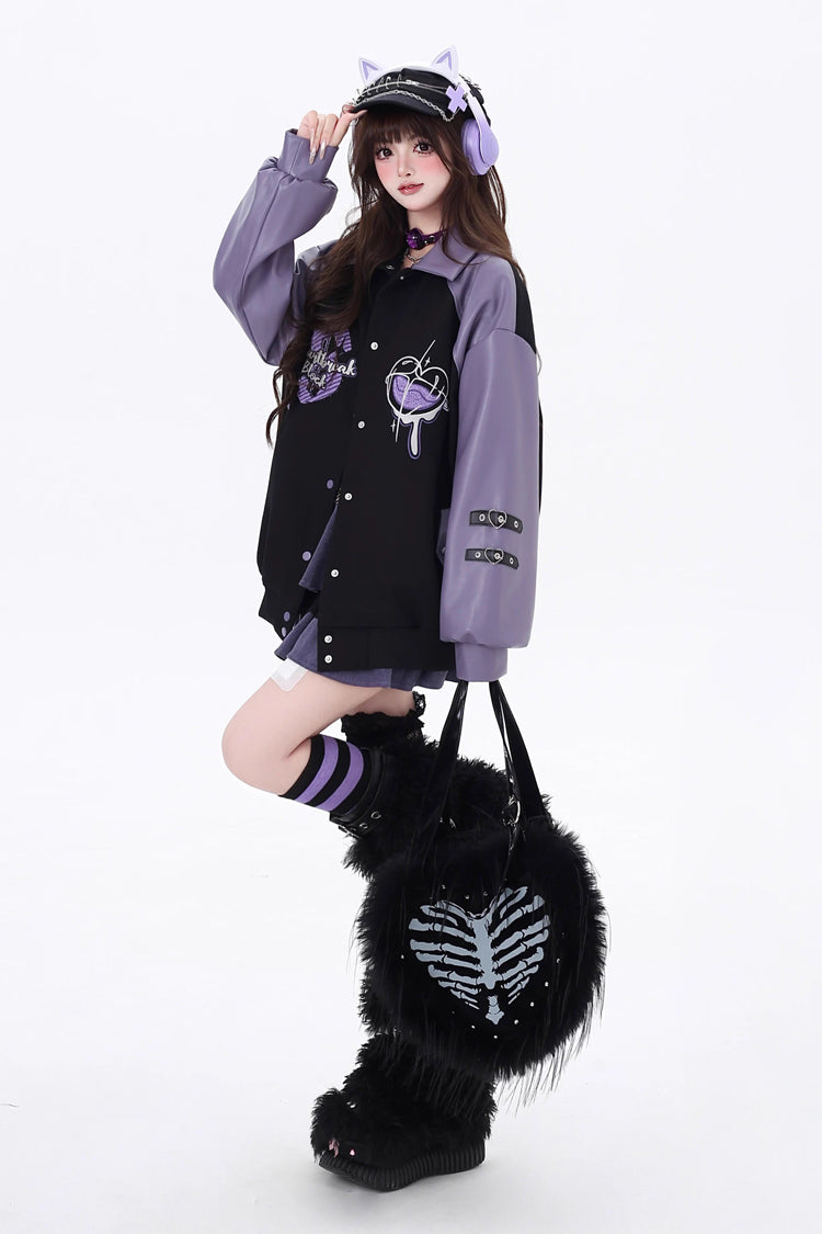 Japanese Jirai Kei Embroidered Coat with Gothic Stitching