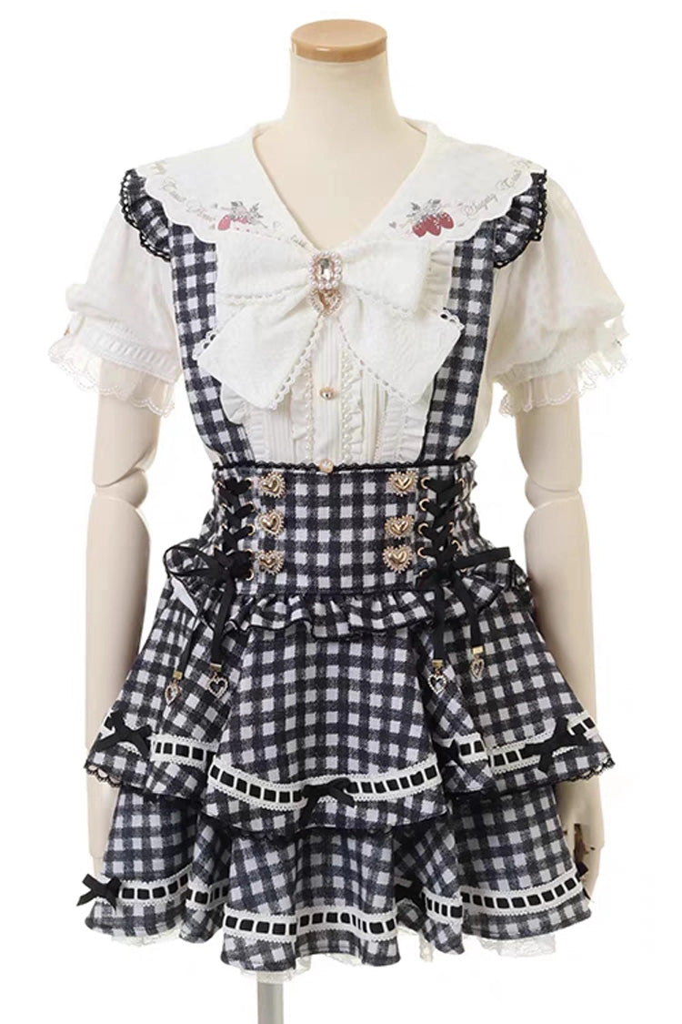 Plaid Ruffle Bow Skirt - Plus Size College Style
