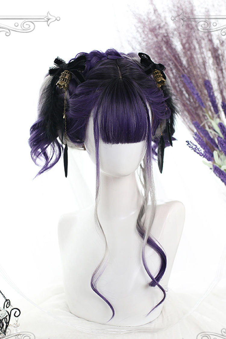Lavender-Lilac Wavy Ombre Curls Victorian Doll Hairpiece