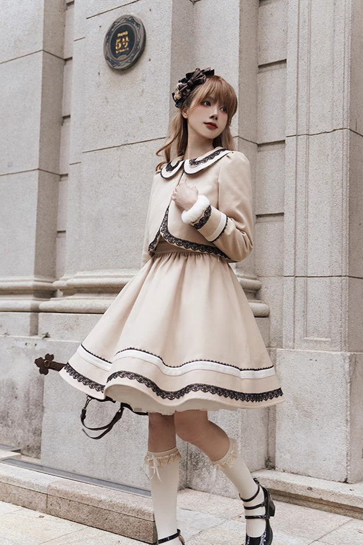 College Style Two-Piece Set with Doll Collar and Bowknot