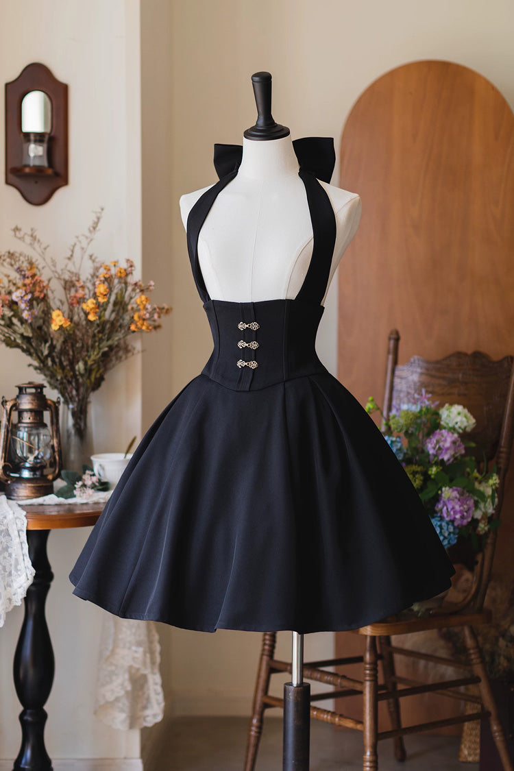 Halterneck Ruffled Fishbone Dress