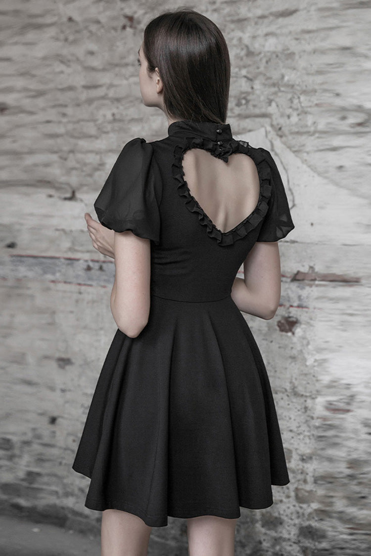 Heart Shaped Hollow High Waist Bow Steam Punk Dress