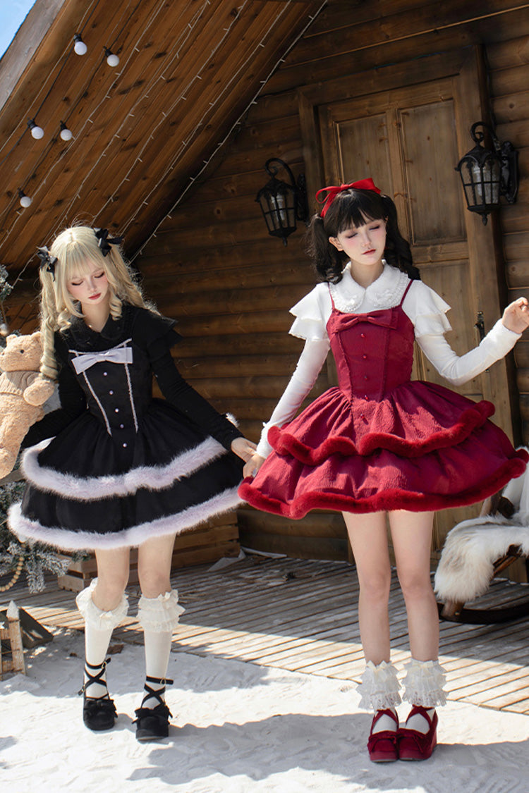 Jacquard Furry Bow Sweet Lolita JSK Dress