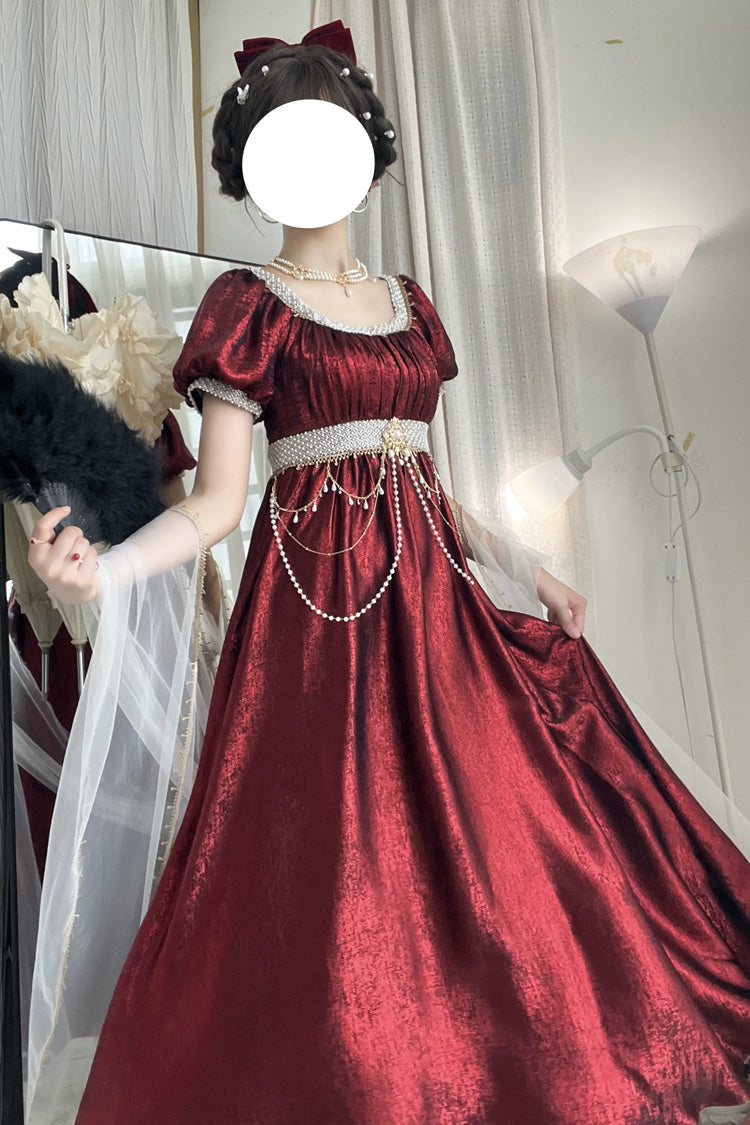 Moonlight Amber Short Sleeve High Waisted Pearl Classic Vintage Palace Dress