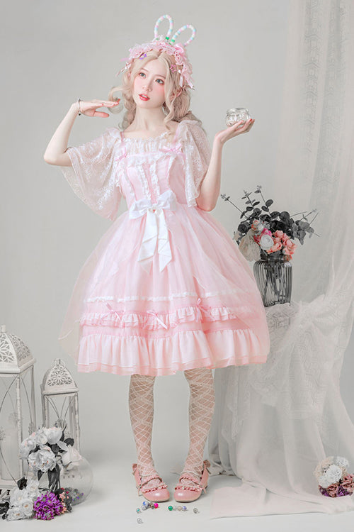 Blush Chiffon High-Rise Layered Frill JSK
