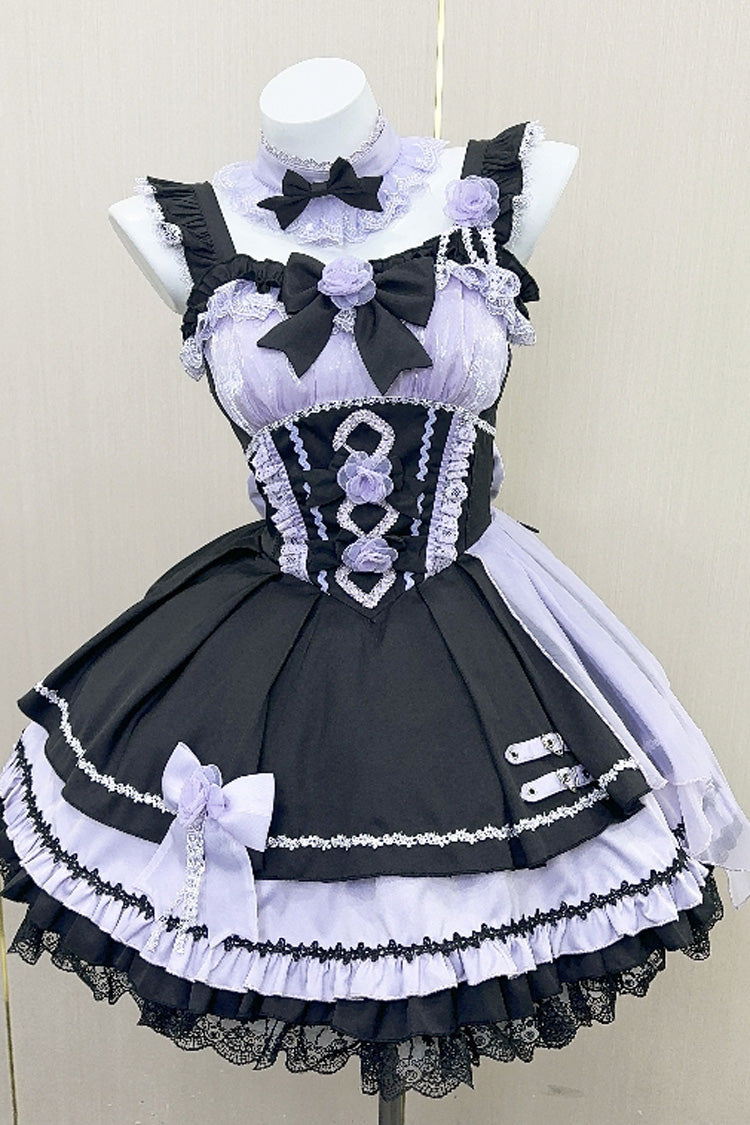 Gothic Lolita JSK Dress with Ruffle Bowknot Stitching