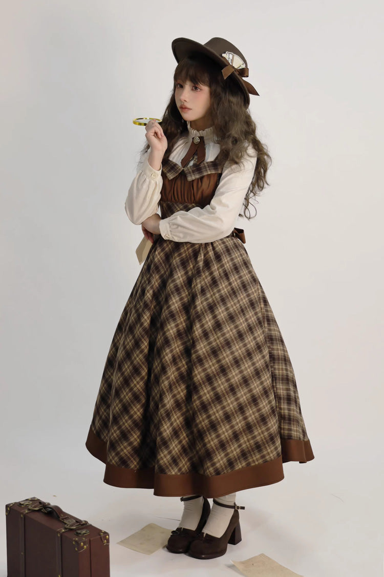 Broken Pocket Watch Sleeveless Print Detective Classic JSK