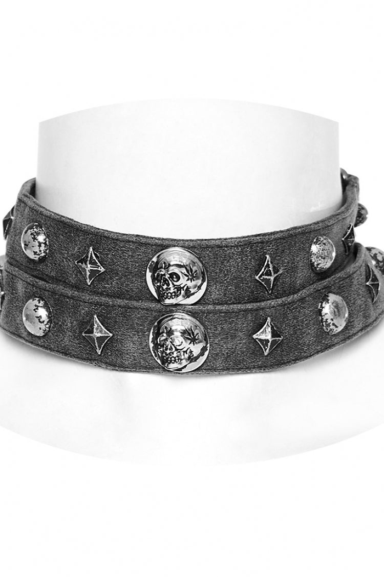 Skull Print Riveted Military Steampunk Choker