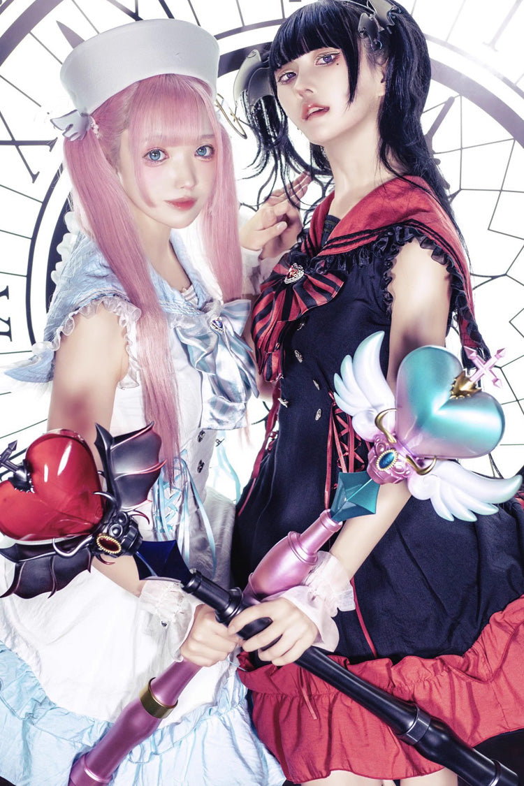 Jirai Kei Dress with Doll Collar and Ruffle Bow - Magical Girl, 2 Hues