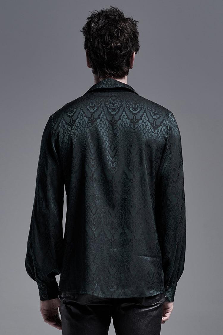 Gothic Men's Shirt with Eyelets and Metal Cuffs