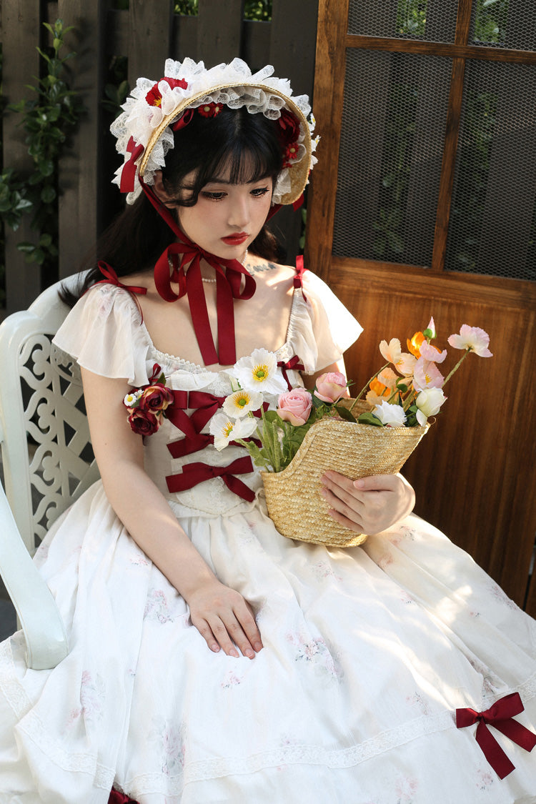 Plus Size Lolita Dress - Ruffle Bow, Short Sleeve, 2 Shades