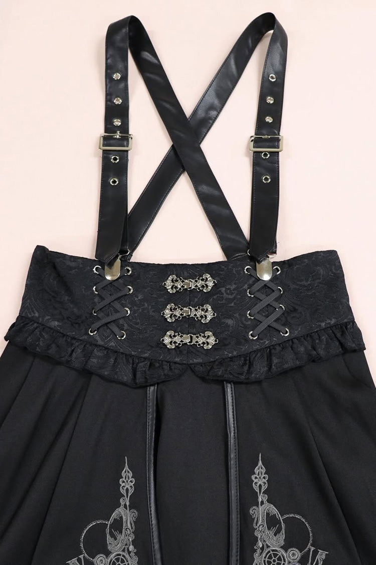 Ouji Punk Embroidered Cardigan Bow-Decorated Lolita Suspender Gown in Two Tones