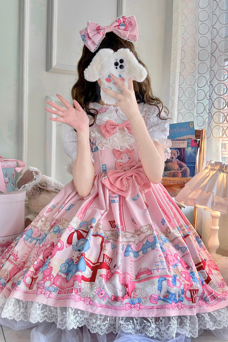 Pink Doll-Themed JSK with Ruffle and Bowknot