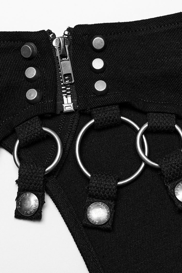 Punk Removable Shorts with Buckle and Rivet Details