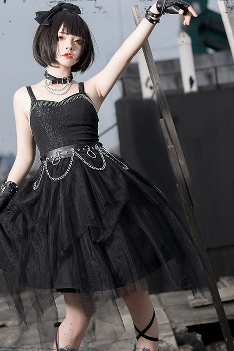 Sleeveless Punk Gothic Lolita JSK with Irregular Hem
