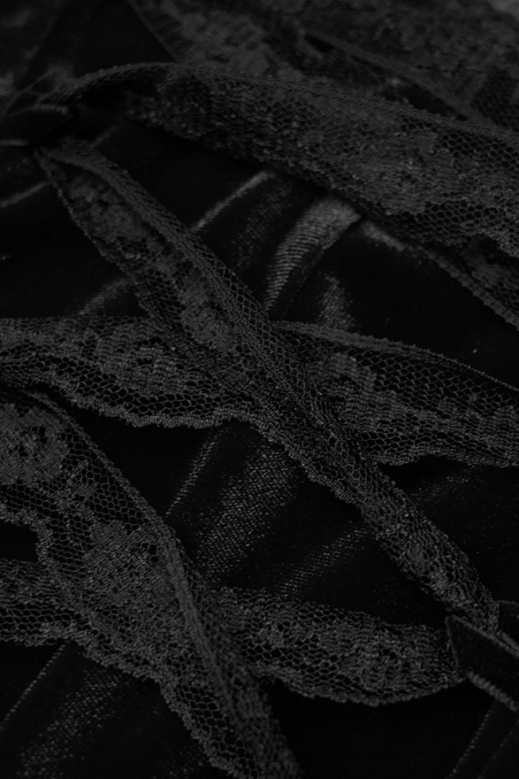 Sleeveless Lace-Up Mesh Stitching Gothic Dress