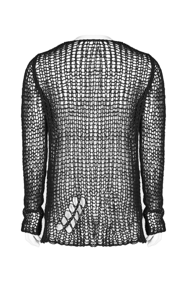 Steampunk Sweater for Men with Ripped Pullover Style