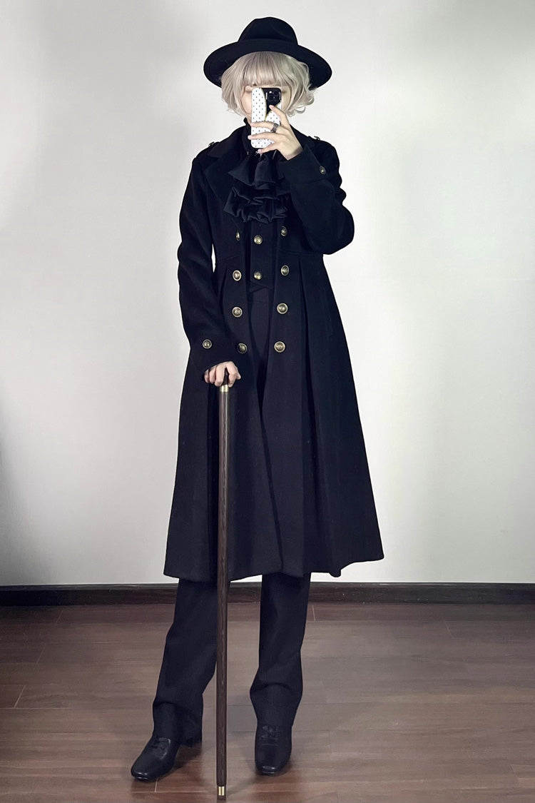 Wool Slim Gothic Trench Coat with Long Sleeves - Paranoid's Punishment, 4 Shades