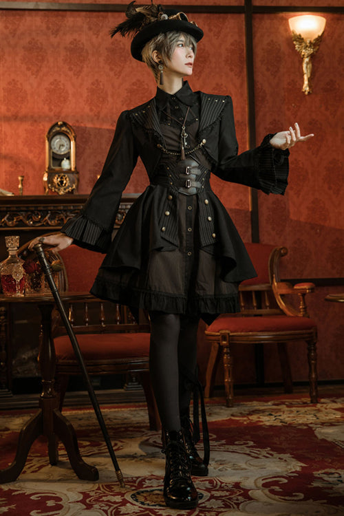 Ouji Lolita Dress with Striped Print