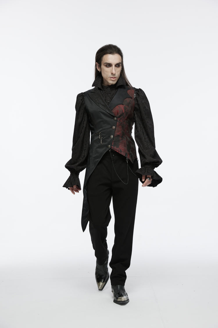 Embroidery Lace Asymmetric Gothic Sleeveless Vest for Men