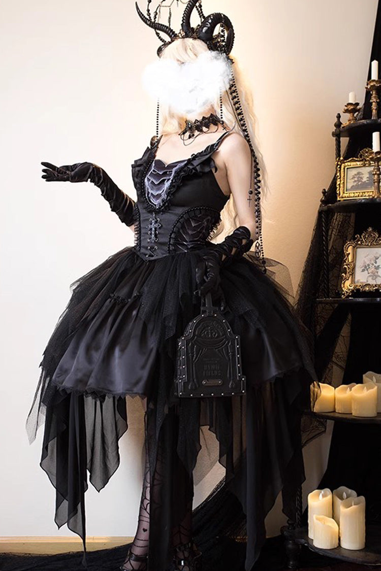 Black Goat of the Forest Lace Up Gothic Elegant Lolita Dress