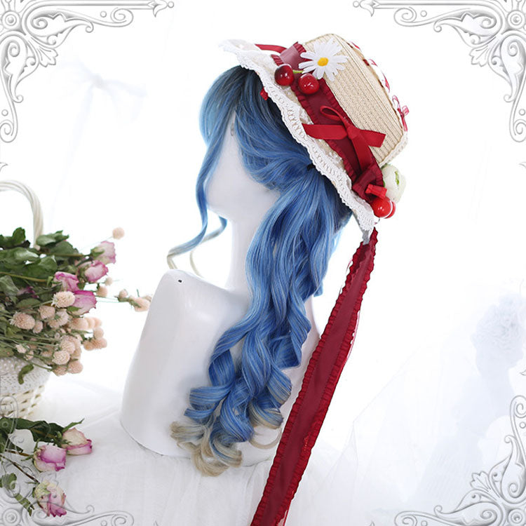 Azure Ancient Rome Series Curly Hair-Tail Gradient Classic Lolita Wigs
