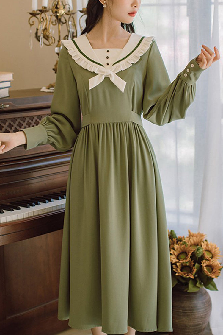 French Retro Sweet Lolita OP Dress Doll Collar Long - Altfashion Shop