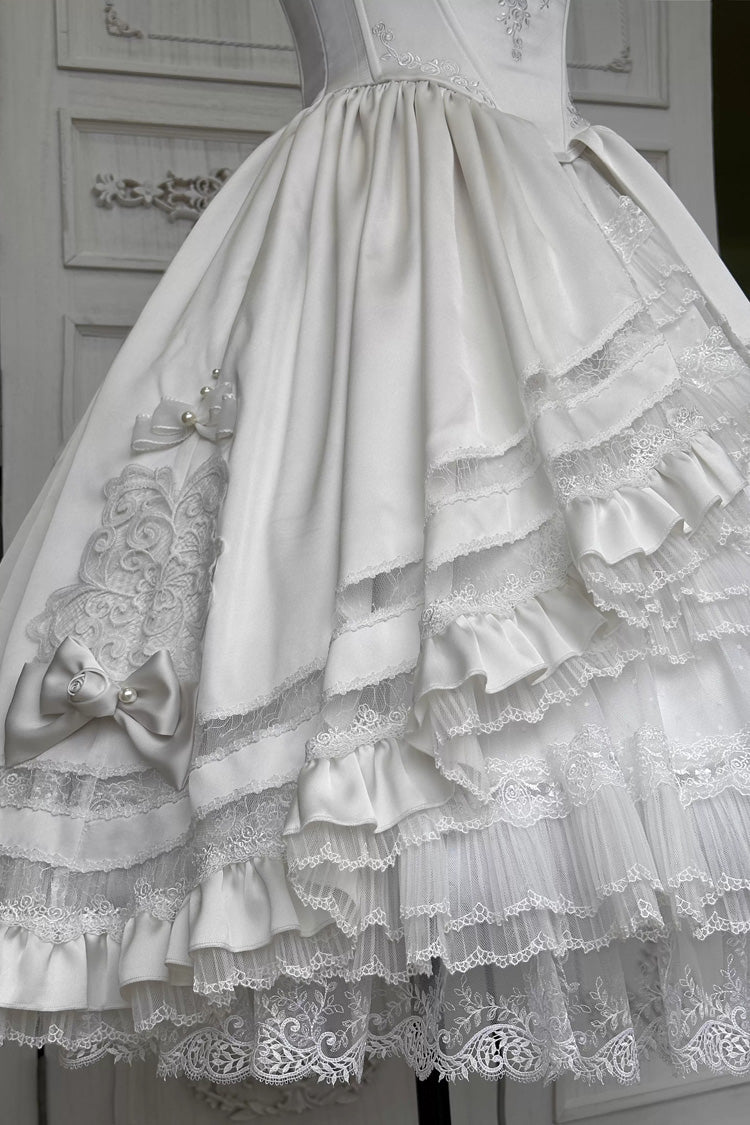 Ivory Rose Promise Multi-Tier Ruffle Front Bow Opulent Lolita JSK Set