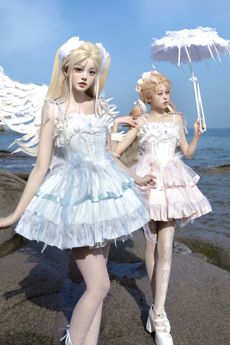 Wings Arrival Multilayer Ruffle Ballet Sweet Elegant Lolita Jumper Dress 3 Colors