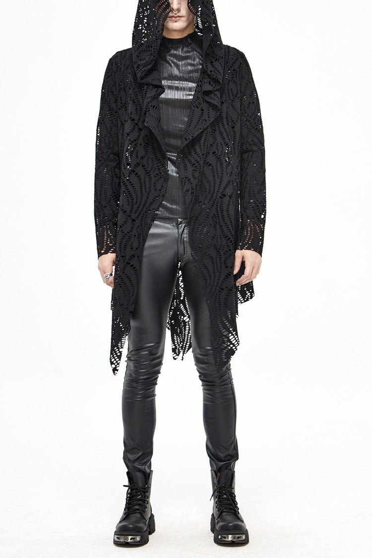 Sharp Hem Punk Coat with Broken Holes