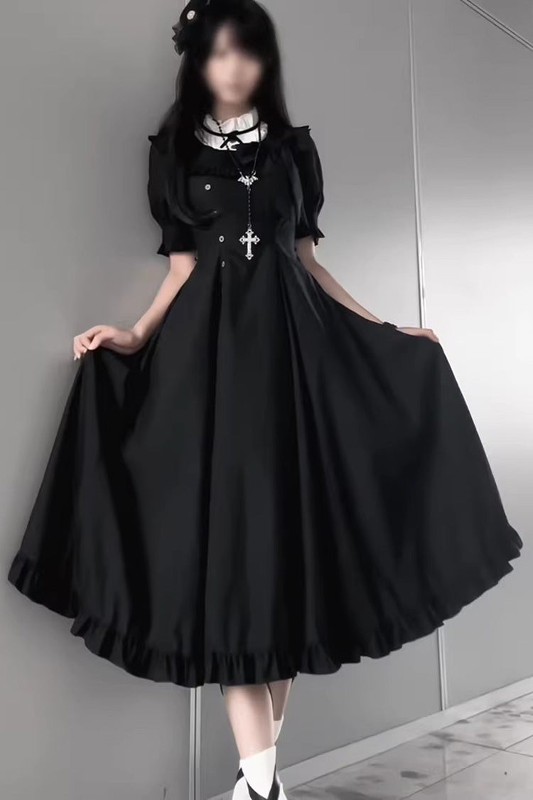 Jet Stand Collar Short-Sleeve Ruffled Gown - Day & Night