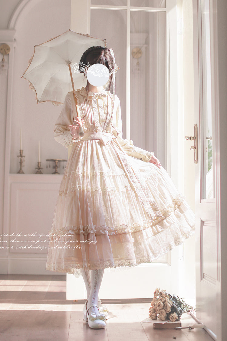 Ivory Sleeveless Ruffled Lace Japanese Elegant Lolita Jumper