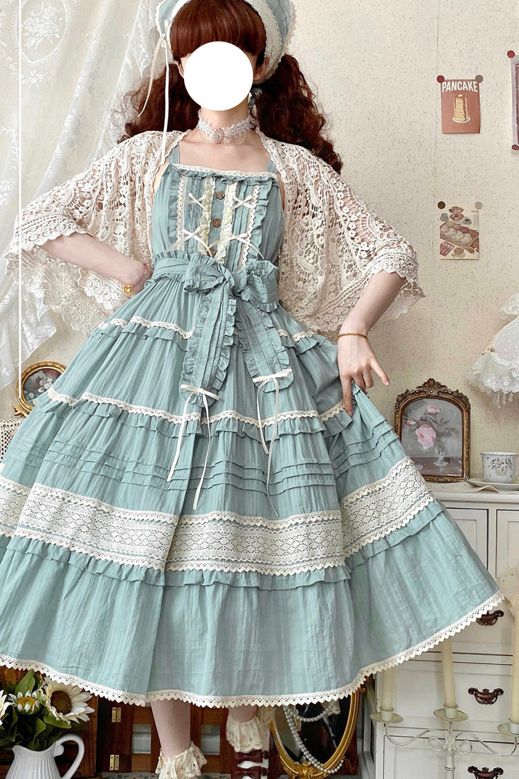 Ruffle Bowknot Lace Sweet Lolita JSK in 6 Colors - Summer Flower Tea
