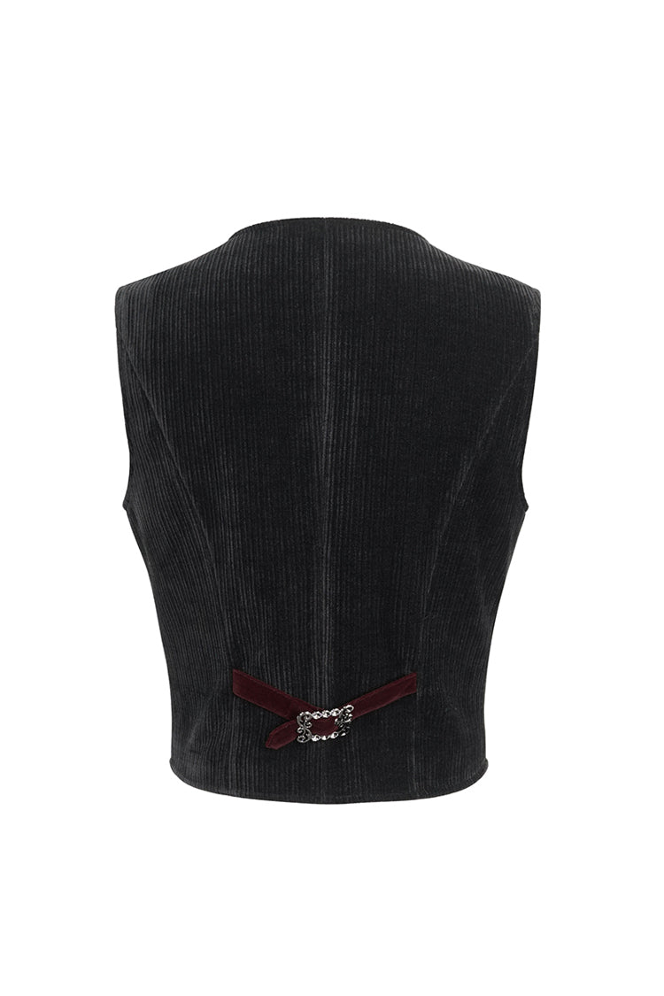 Crimson & Noir Velvet & Corduroy Patchwork Irregular Waistcoat for Men