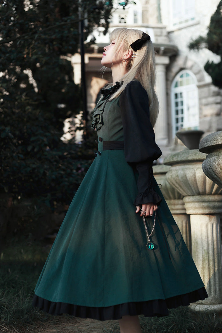 Green Long Sleeve Bow Sweet Lolita Set - Potions School